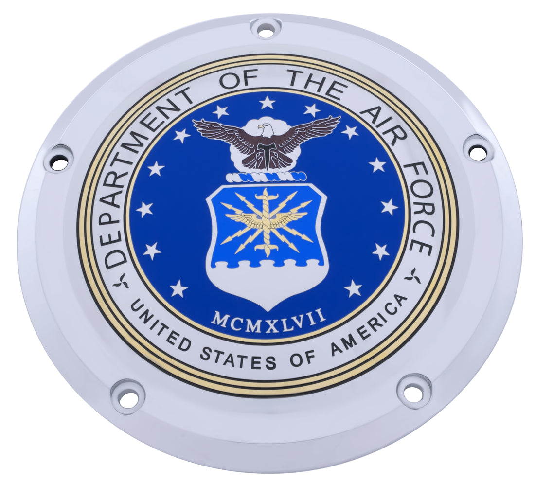 silver timing cover with Department of Air Force seal