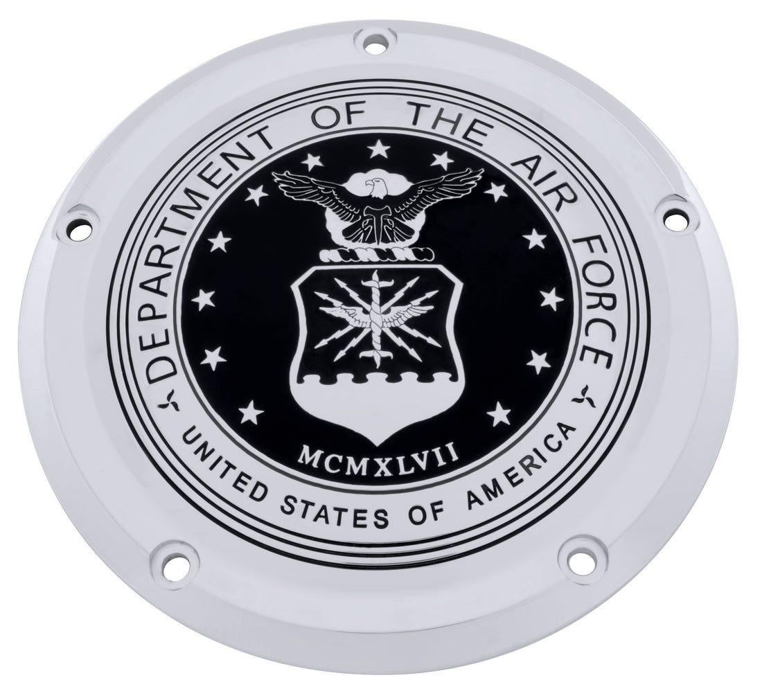 US Air Force Seal, Black &amp; Chrome, Twin Cam Derby Cover