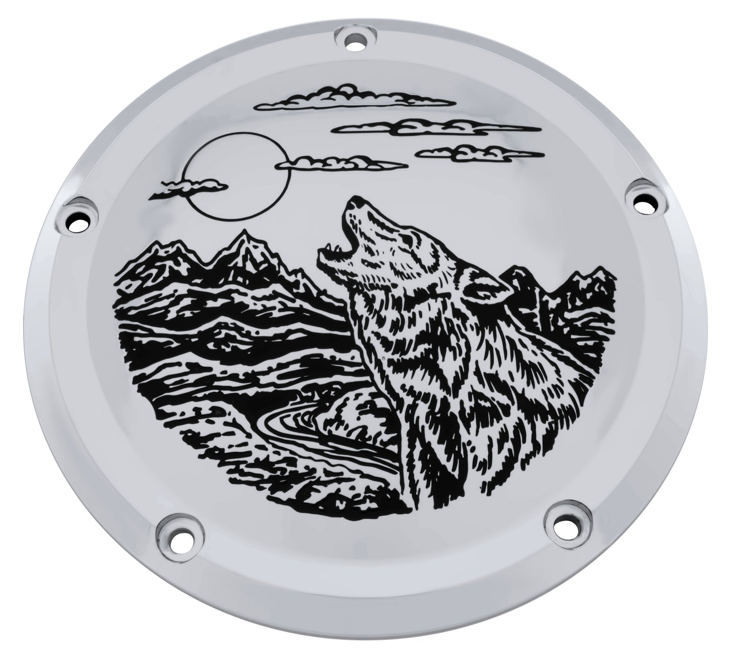 Wolf &amp; Mountain Range TC Derby Cover, 7 ¼ inches in diameter