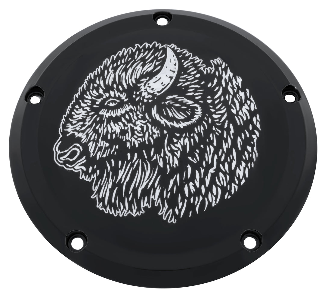 Buffalo Head   Twin Cam Black Gloss Derby Cover