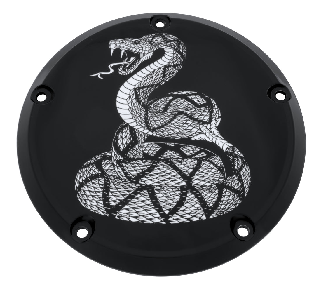 Rattlesnake Black Gloss TC Derby Cover, 7 ¼ inches in diameter