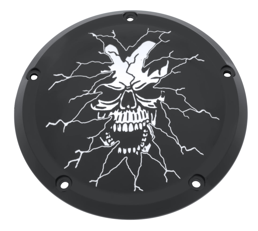 Tear Thru Skull -  Black Gloss Derby Cover, 7 ¾ inches diameter